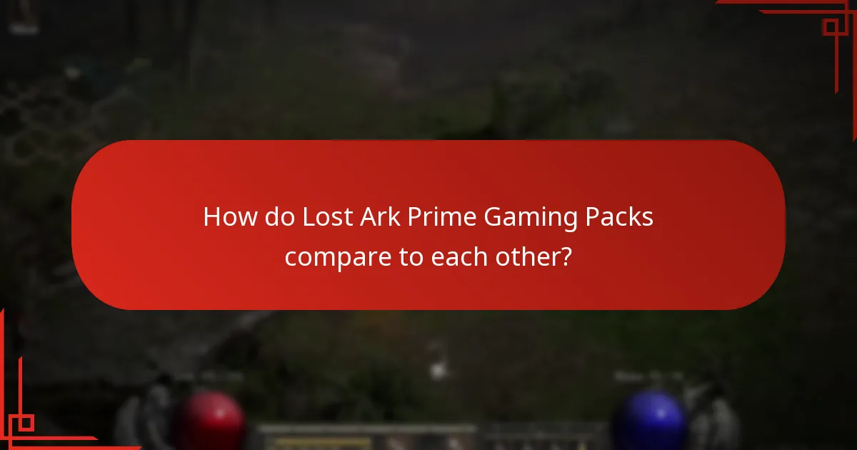 What contents are included in Lost Ark Prime Gaming Packs?